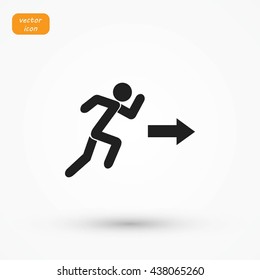  running man figure and direction arrow icon