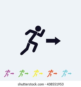  running man figure and direction arrow icon