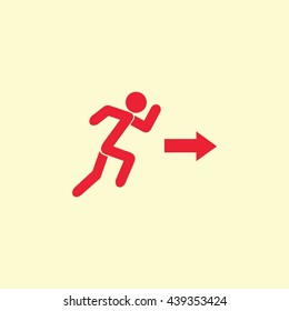  running man figure and direction arrow icon