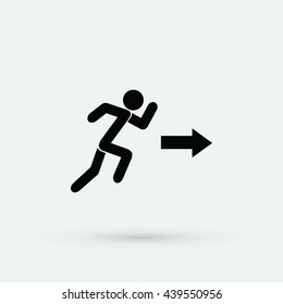 running man figure and direction arrow icon
