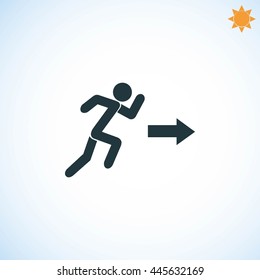  running man figure and direction arrow icon