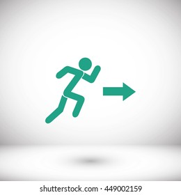  running man figure and direction arrow icon