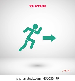  running man figure and direction arrow icon