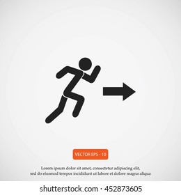  running man figure and direction arrow icon