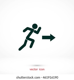  running man figure and direction arrow icon