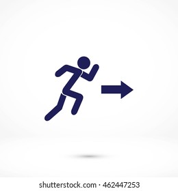  running man figure and direction arrow icon