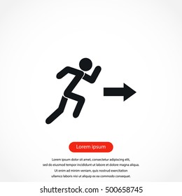  running man figure and direction arrow icon, flat design best vector icon