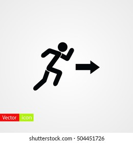  running man figure and direction arrow icon, flat design best vector icon