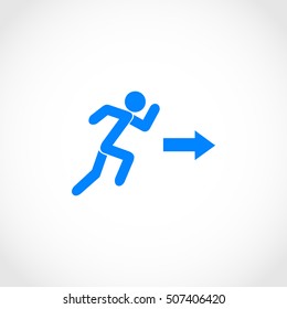  running man figure and direction arrow icon, flat design best vector icon