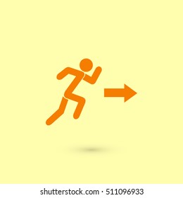  running man figure and direction arrow icon, flat design best vector icon