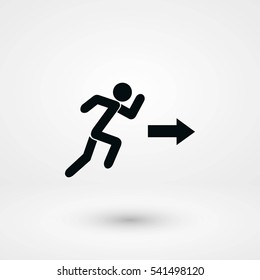  running man figure and direction arrow icon, flat design best vector icon