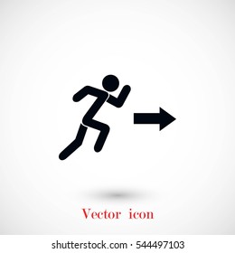  running man figure and direction arrow icon, flat design best vector icon