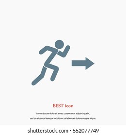  running man figure and direction arrow icon, flat design best vector icon