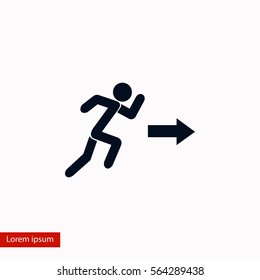  running man figure and direction arrow icon, flat design best vector icon