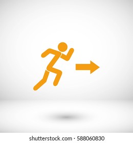  running man figure and direction arrow icon, flat design best vector icon