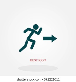  running man figure and direction arrow icon, flat design best vector icon