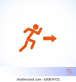  running man figure and direction arrow icon, flat design best vector icon