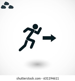  running man figure and direction arrow icon, flat design best vector icon