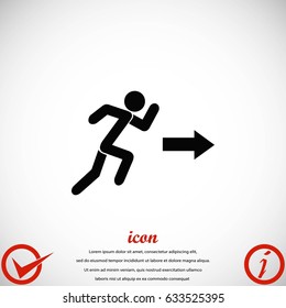  running man figure and direction arrow icon, flat design best vector icon