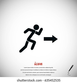  running man figure and direction arrow icon, flat design best vector icon