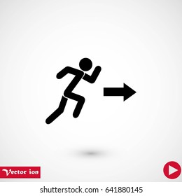  running man figure and direction arrow icon, flat design best vector icon