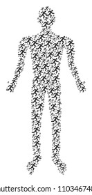 Running man man figure. Vector running man icons are united into human combination.