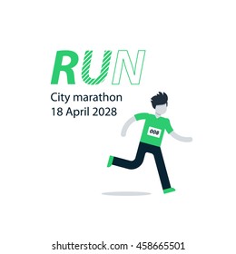 Running man, finish line, first winner, healthy lifestyle, marathon competition, triathlon contest, sport activity event