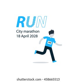 Running man, finish line, first winner, healthy lifestyle, marathon competition, triathlon contest, sport activity event