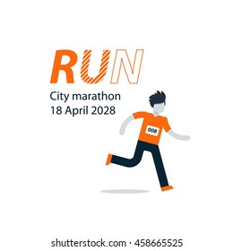 Running man, finish line, first winner, healthy lifestyle, marathon competition, triathlon contest, sport activity event