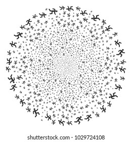 Running Man fireworks sphere. Object pattern organized from scattered running man design elements as burst round shape. Vector illustration style is flat iconic symbols.