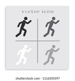 Running man flat black and white vector icon.
