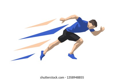 Running man, flat design isolated vector illustration. Run, start