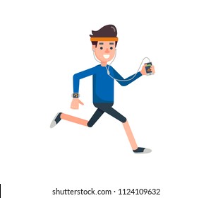 Running man. Flat design vector illustration, cartoon style.