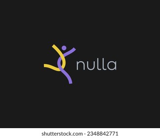 Running man flat logotype. Creative sport running marathon sign. Fitness training delivery symbol. Vector illustration.