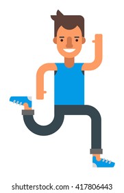 Running man. Flat vector illustration isolated on white background.