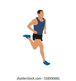 Running man, flat vector illustration. Individual summer sport
