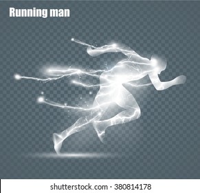 Running Man, flying lightning, vector illustration.