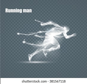 Running Man, flying lightning, vector illustration.