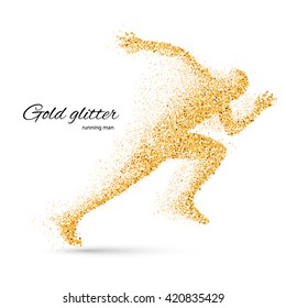 Running Man in the Form of Gold Particles on White