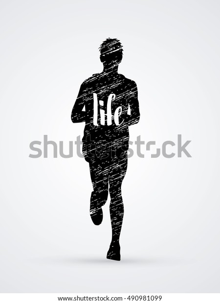 Running Man Front View Graphic Vector Stock Vector (Royalty Free) 490981099