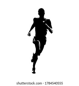 Running man, front view. Isolated vector silhouette