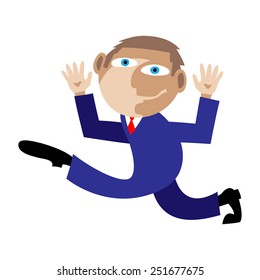 Running Man. Full face. Two open palm. Arms bent.