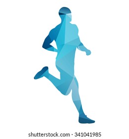 Running man. Geometrical vector silhouette