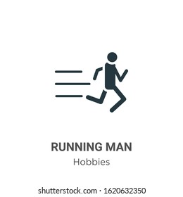 Running man glyph icon vector on white background. Flat vector running man icon symbol sign from modern hobbies collection for mobile concept and web apps design.