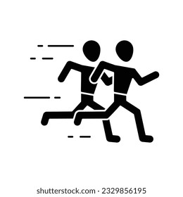 Running man glyph icon vector. Running marathon people, running speed sport race people icon. Youth and sport day vector illustration for game interface, web, graphic design, UI, and app.