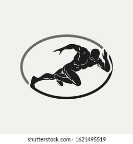 Running man hero logo vector design