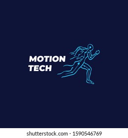 Running man from high technology component logo concept
