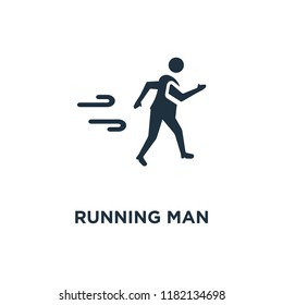 Running man icon. Black filled vector illustration. Running man symbol on white background. Can be used in web and mobile.