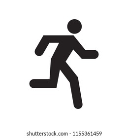 Running man icon, black isolated on white background, vector illustration.