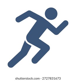 Running man icon blue flat vector design athlete jogger symbol sport fitness speed motion graphic element sign